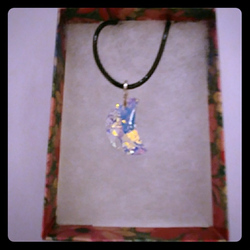 Bright Aurora Crystal Moon Necklace
